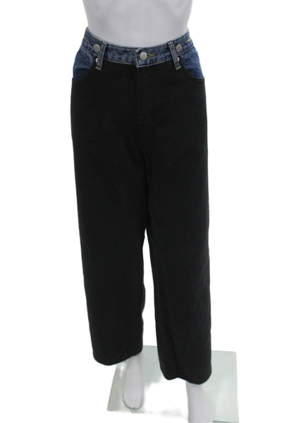 Edition Unisex Cropped High Rise Solid Black Cotton Pants 30 Inseam Size M