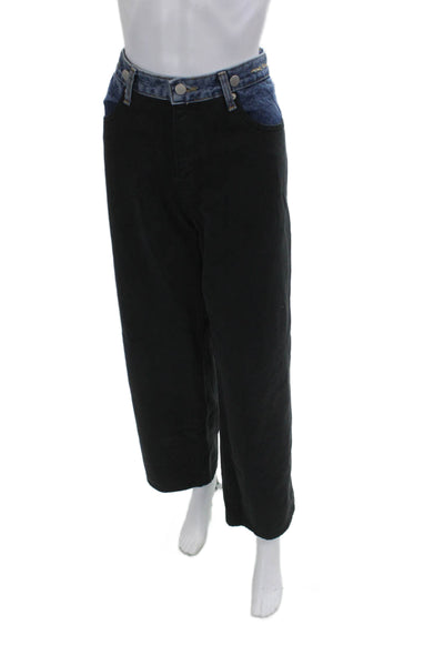 Edition Unisex Cropped High Rise Solid Black Cotton Pants 30 Inseam Size M