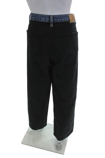 Edition Unisex Cropped High Rise Solid Black Cotton Pants 30 Inseam Size M