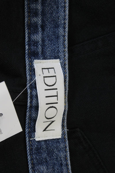 Edition Unisex Cropped High Rise Solid Black Cotton Pants 30 Inseam Size M