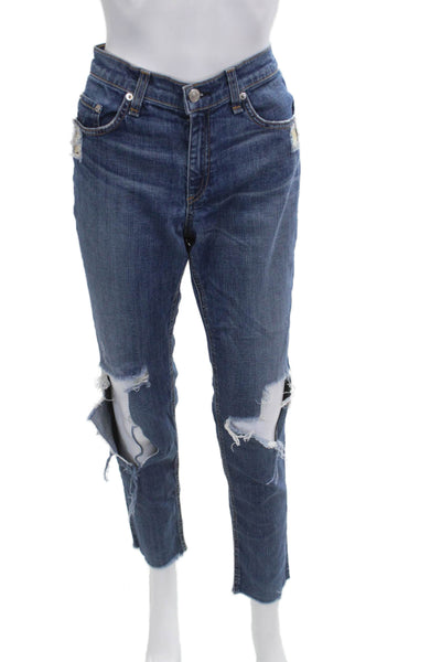 Rag & Bone Jean Womens Boyfriend Cropped Dark Blue Jeans Size 30