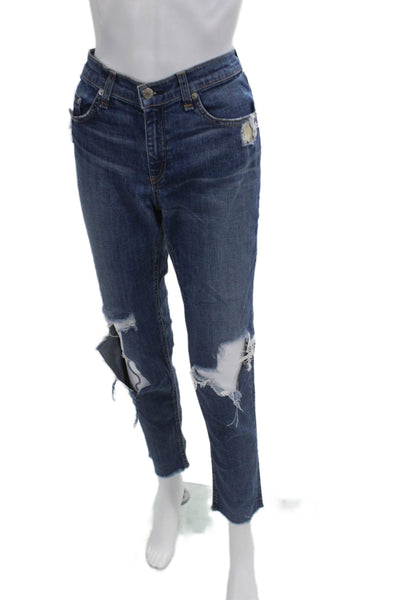 Rag & Bone Jean Womens Boyfriend Cropped Dark Blue Jeans Size 30