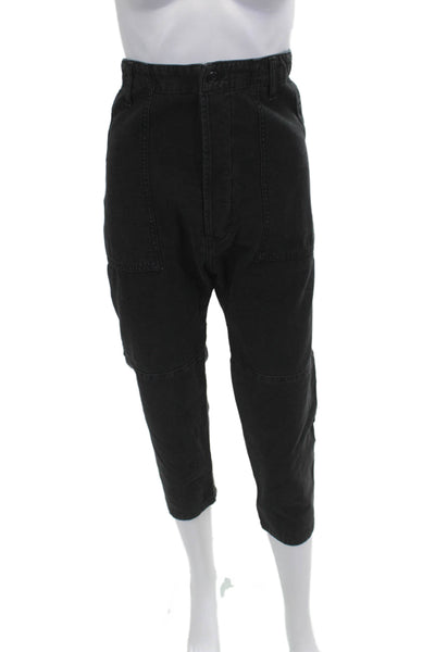 Citizens of Humanity Unisex Cropped Cargo Black Cotton Pants Size 29