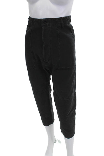 Citizens of Humanity Unisex Cropped Cargo Black Cotton Pants Size 29
