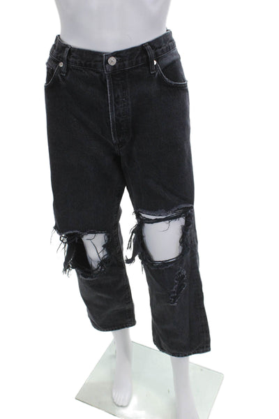 Citizens of Humanity Unisex Cropped Straight High Rise Jeans Dark Gray Size 30