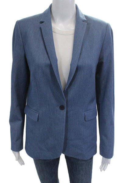 T Tahari Unisex Blue Collared Button Long Sleeve Classic Blazer Size 8
