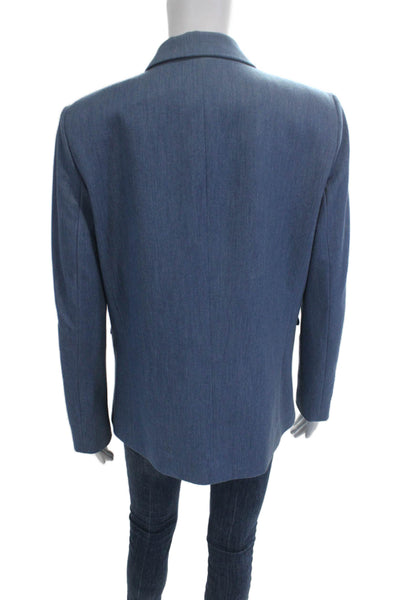 T Tahari Unisex Blue Collared Button Long Sleeve Classic Blazer Size 8