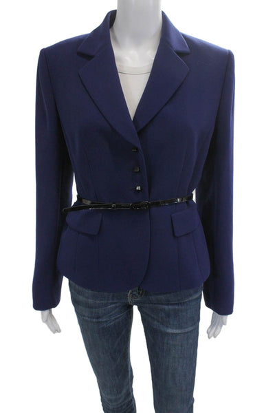 Tahari Levine Women Dark Blue Polyester Classic Blazer Long Sleeve Size 8