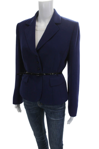 Tahari Levine Women Dark Blue Polyester Classic Blazer Long Sleeve Size 8