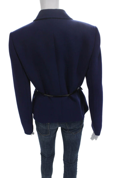 Tahari Levine Women Dark Blue Polyester Classic Blazer Long Sleeve Size 8