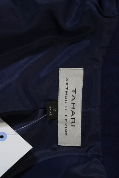 Tahari Levine Women Dark Blue Polyester Classic Blazer Long Sleeve Size 8