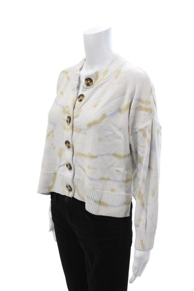 Madewell Unisex White 100% Cotton Crew Neck Cardigan Button Long Sleeve Size M