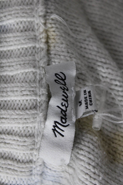 Madewell Unisex White 100% Cotton Crew Neck Cardigan Button Long Sleeve Size M