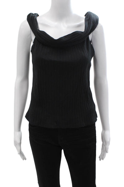 Madewell Women Black Striped Off Shoulder Sleeveless Tank Cotton Size L