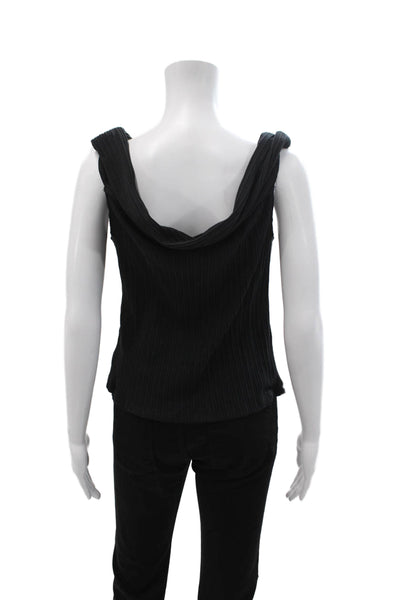 Madewell Women Black Striped Off Shoulder Sleeveless Tank Cotton Size L