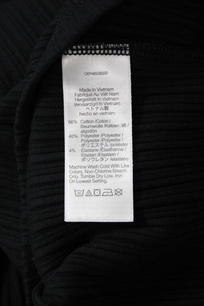 Madewell Women Black Striped Off Shoulder Sleeveless Tank Cotton Size L