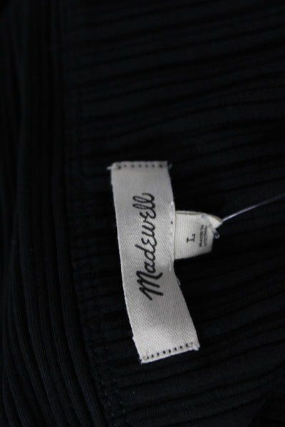 Madewell Women Black Striped Off Shoulder Sleeveless Tank Cotton Size L