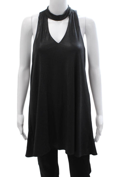 Olivaceous Women Tunic Tank Black Mock Neck Sleeveless Gothic Size M
