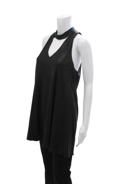 Olivaceous Women Tunic Tank Black Mock Neck Sleeveless Gothic Size M