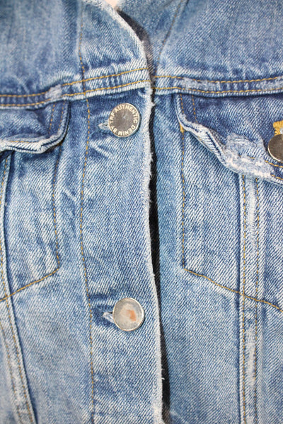 Zara Womens Blue Cotton Collared Button Long Sleeve Jacket 90s Size M