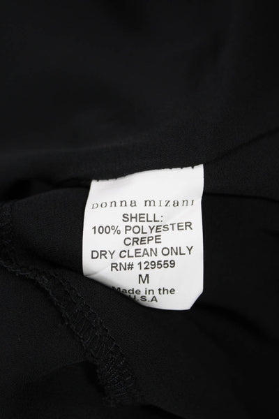 Donna Mizani Women Black Sleeveless V-Neck Slip Mini Dress Polyester Size M