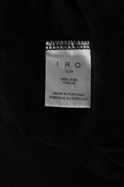 IRO Women Basic Black Linen Round Neck Short Sleeve T Shirt Grunge Size 40