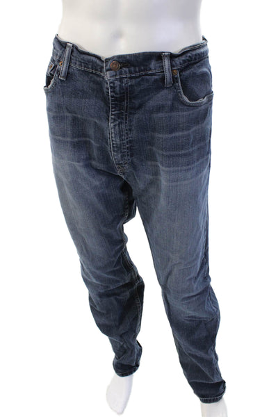 Levis Mens Straight Dark Blue Jeans Button Fly 98% Cotton 2% Elastane Size 40