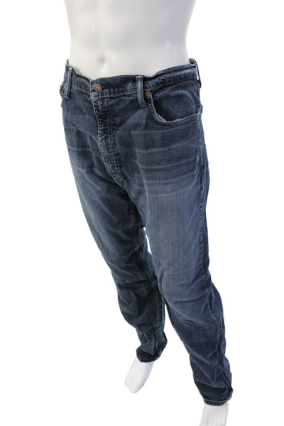 Levis Mens Straight Dark Blue Jeans Button Fly 98% Cotton 2% Elastane Size 40