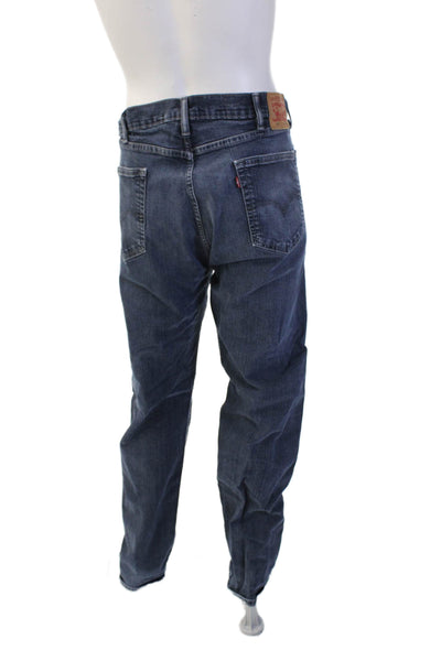 Levis Mens Straight Dark Blue Jeans Button Fly 98% Cotton 2% Elastane Size 40
