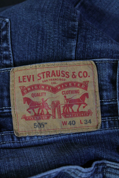 Levis Mens Straight Dark Blue Jeans Button Fly 98% Cotton 2% Elastane Size 40