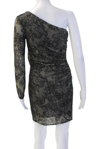 Laundry by Shelli Segal Women Bodycon Mini Dress Beige Long Sleeve Nylon Size 2