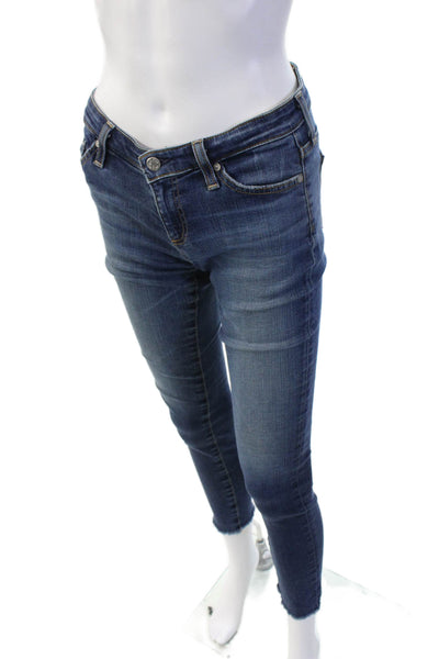 AG Adriano Goldschmied Womens Ankle Skinny Jeans Dark Blue Button Size 25