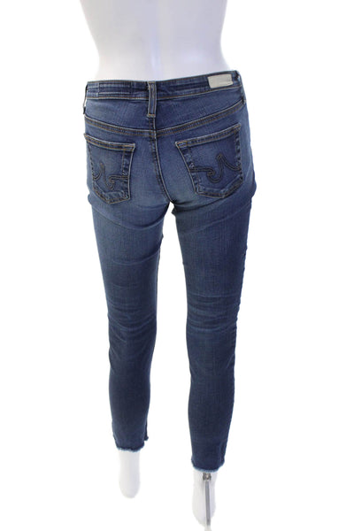 AG Adriano Goldschmied Womens Ankle Skinny Jeans Dark Blue Button Size 25