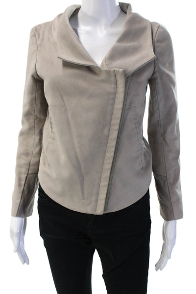 Helmut Lang Womens Gray Mock Neck Jacket Viscose Cotton LongSleeve Size S