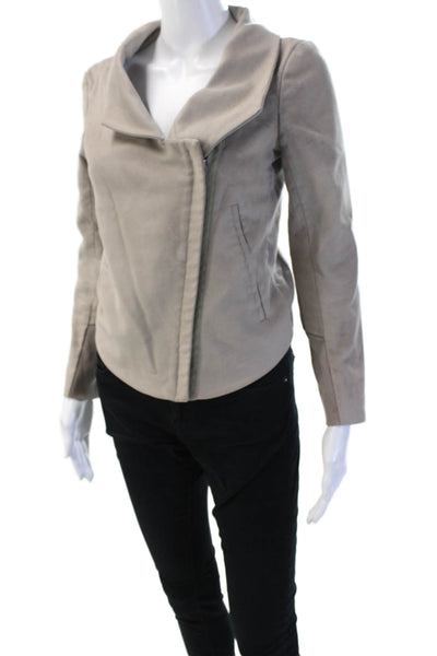 Helmut Lang Womens Gray Mock Neck Jacket Viscose Cotton LongSleeve Size S