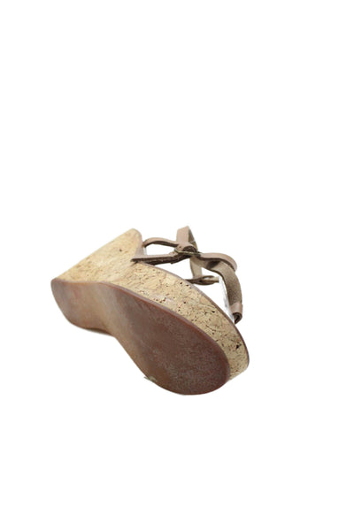 KJ K.Jacques St.Tropez Womens Leather Cork Wedge Sandals Brown Size 37 7