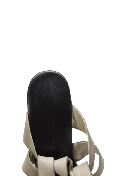 Robert Clergerie Womens Leather Platform Slingbacks Heels Grey Green Size 6.5