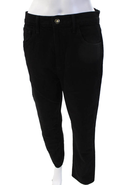 Favorite Daughter Womens Black Cropped Ankle Pants Mid Rise Button Size 29