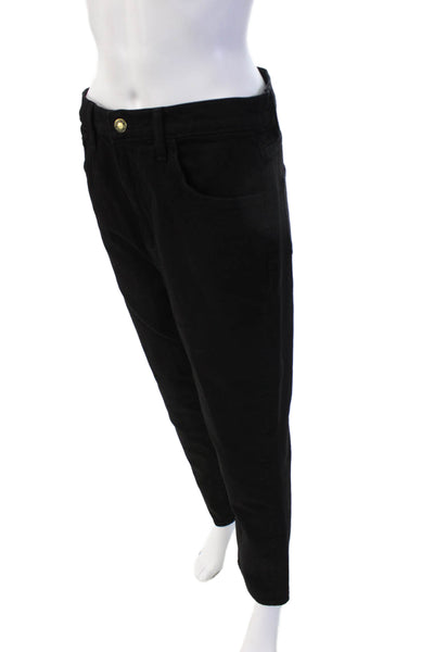 Favorite Daughter Womens Black Cropped Ankle Pants Mid Rise Button Size 29