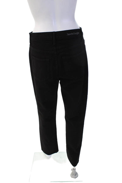 Favorite Daughter Womens Black Cropped Ankle Pants Mid Rise Button Size 29
