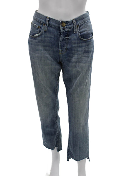 Current/Elliott Womens Boyfriend Cropped Blue Jeans Size 26