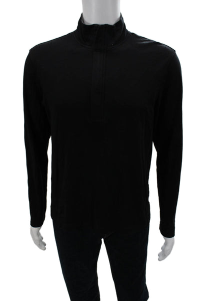Michael Kors Mens Stand-Up Mock Neck Zip Hoodie Black Cotton Size M