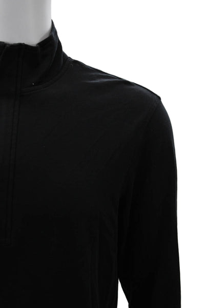 Michael Kors Mens Stand-Up Mock Neck Zip Hoodie Black Cotton Size M