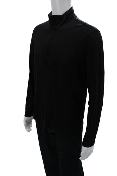 Michael Kors Mens Stand-Up Mock Neck Zip Hoodie Black Cotton Size M