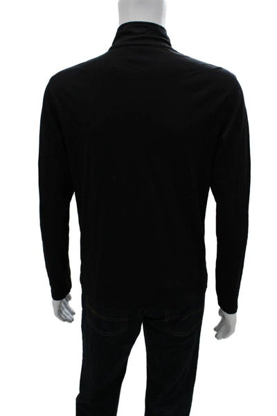 Michael Kors Mens Stand-Up Mock Neck Zip Hoodie Black Cotton Size M