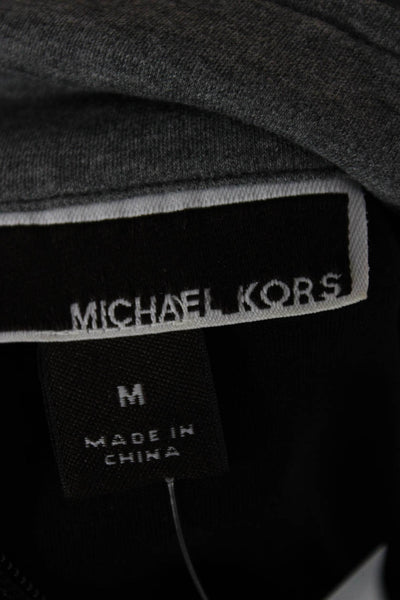 Michael Kors Mens Stand-Up Mock Neck Zip Hoodie Black Cotton Size M
