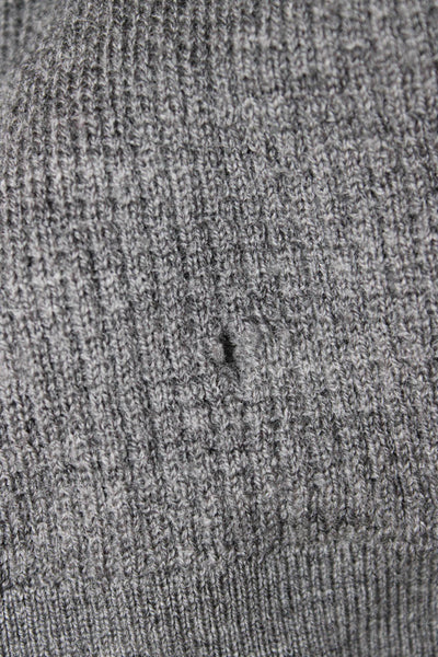 Michael Kors Mens Gray Extra Fine Merino Wool Zip Mock Neck Pullover Size L
