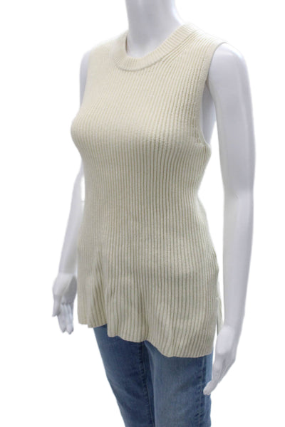 J Crew Unisex Pullover Sweater Beige Sleeveless Crew Neck Size M