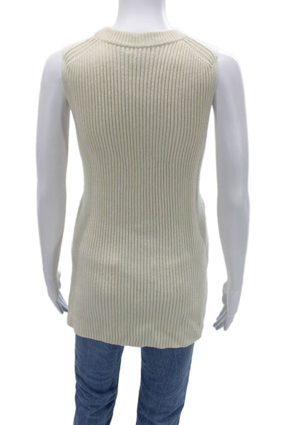 J Crew Unisex Pullover Sweater Beige Sleeveless Crew Neck Size M