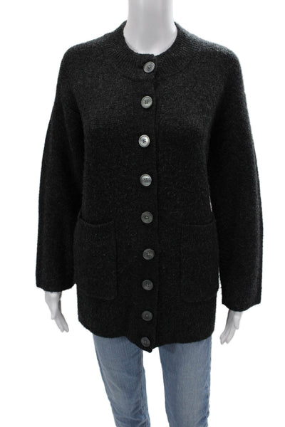 J Crew Unisex Dark Gray Classic Crew Neck Cardigan Long Sleeve Size 2XS